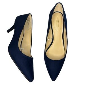 Liz Claiborne Navy Gracie Pointed Toe Pumps Heels womens shoes Size 9.5 Wide